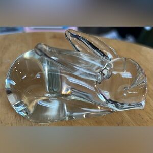 Vintage Crystal Glass Bunny Rabbit Paperweight Figurine Decor Spring Easter